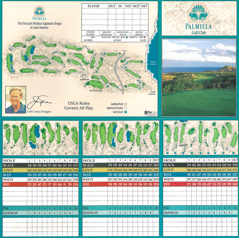 Palmilla Golf Course 27 hole scorecard